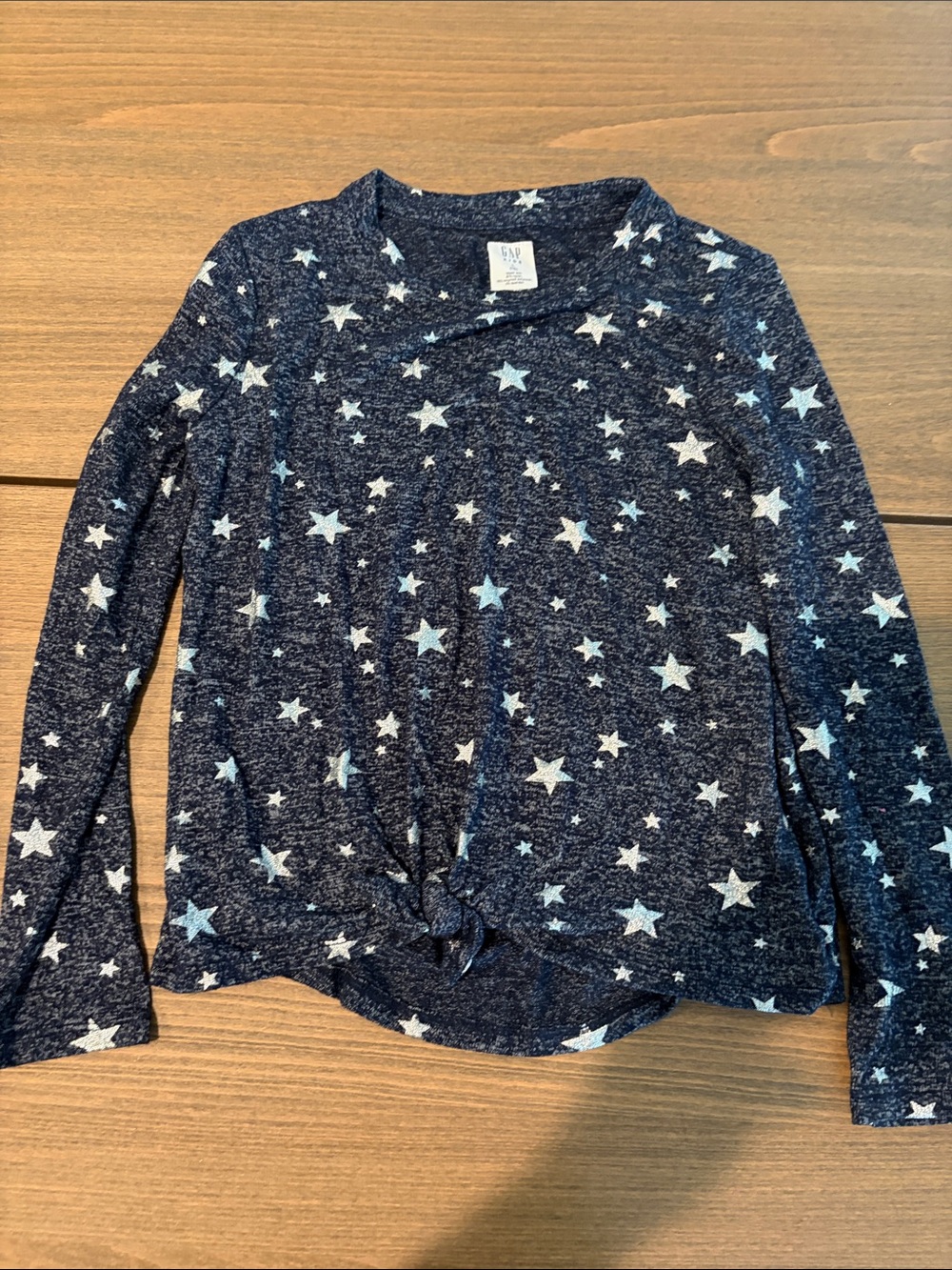 GAP Navy Long-Sleeve Star Print Tie-Front Tee